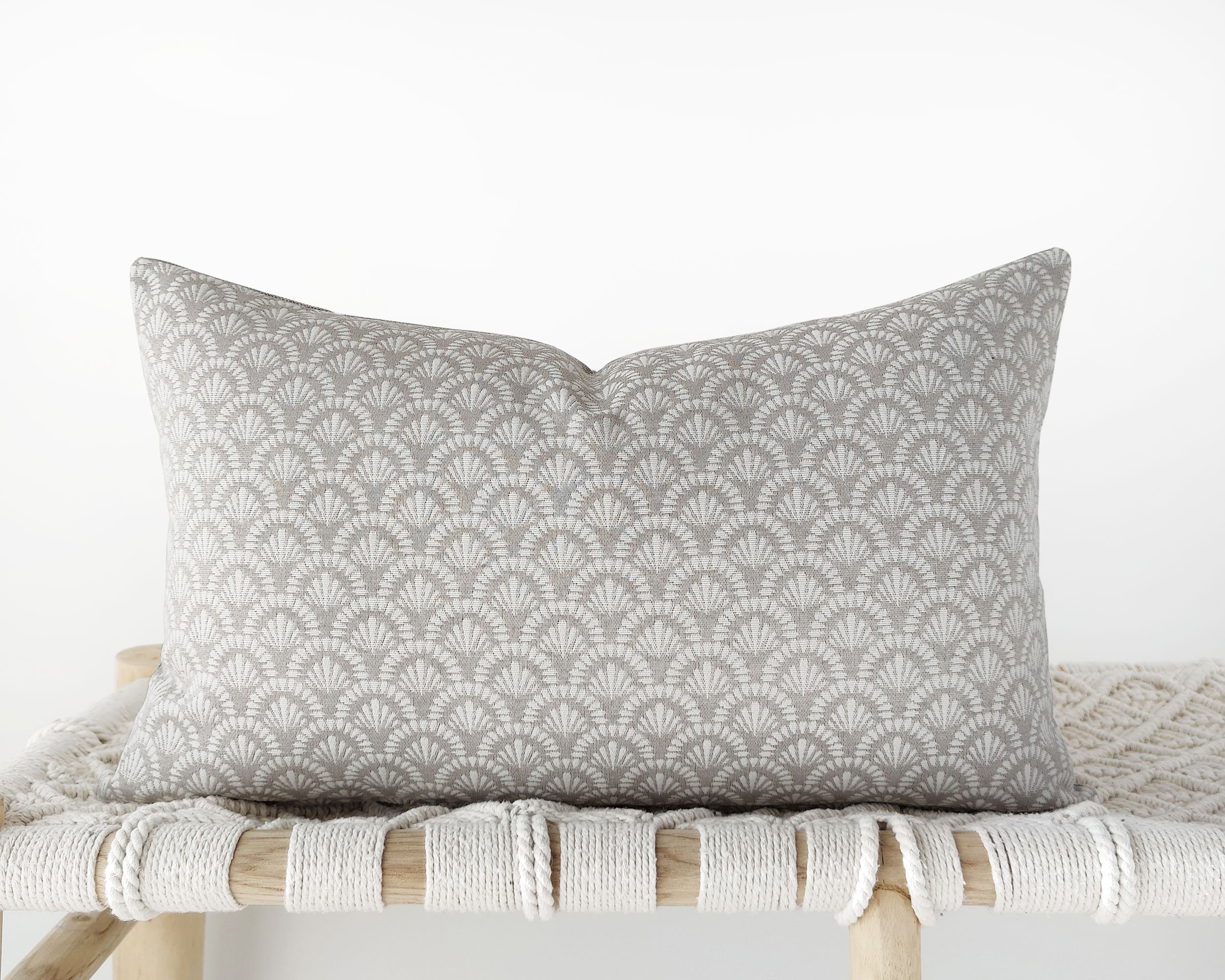 Neutral Lumbar Pillow Cover in Greige and White Floral Etsy