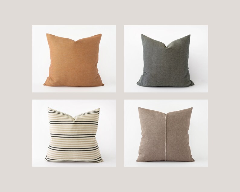 Black and beige striped decorative pillow cover neutral Etsy