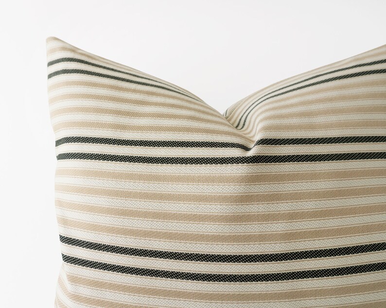 Black and beige striped decorative pillow cover neutral Etsy