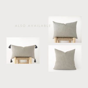 Tasseled grey and ivory decorative pillow cover neutral textured cushion cover image 6