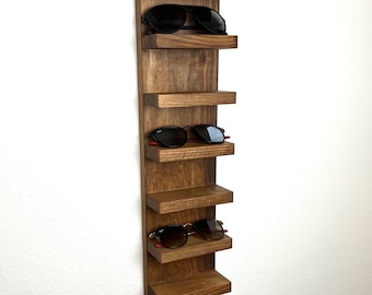 Sunglasses Shelf | Extra Large | Floating Shelf | Entryway Organization | Eyeglass Rack | Quality Wooden Hanging Shelf | Minimalist