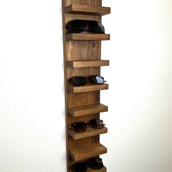 Sunglasses Shelf | Extra Large | Floating Shelf | Entryway Organization | Eyeglass Rack | Quality Wooden Hanging Shelf | Minimalist