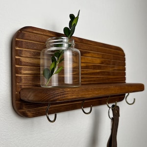 Rounded Entryway Organizer | Key Holder | Quality Wood Shelf | Sunglasses Holder | Floating Shelf | Mid Century Modern | Minimalist | Modern