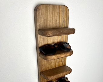 Rounded Sunglasses Shelf | Extra Large | Floating Shelf | Entryway Organization | Eyeglass Rack | Quality Wooden Hanging Shelf | Minimalist