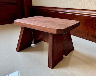 Small Walnut Wooden Stool | Step Stool | Foot Stool | Plant Stand | Bathroom Stool | Kid's Stool | Minimalist