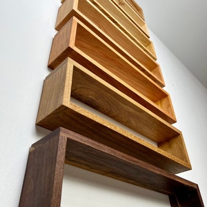 Solid Wood Rectangle Floating Shelf | Bathroom Shelf | Walnut | Oak |Cherry | Maple | Hickory | Kitchen Storage | Minimalist | Hardwood