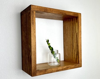 Floating Cube Shelf | Large | Quality Wood Shelf | Hanging Plant Display | Shadow Box | Gallery Wall | Bathroom Storage | Minimalist