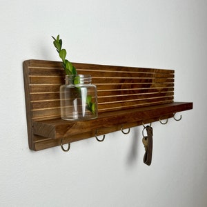 Handmade Entryway Organizer, Minimalist Key Holder, Floating Wood Shelf, Sunglasses Storage, Mid Century Modern Wall Decor, Mail Holder
