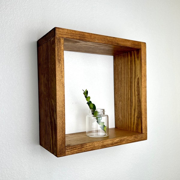 Floating Cube Shelf | Large | Quality Wood Shelf | Hanging Plant Display | Shadow Box | Gallery Wall | Bathroom Storage | Minimalist