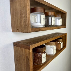 Floating Rectangle Shelf | Bathroom Shelf | Quality Wood Shelf | Kitchen Storage | Minimalist | Mid Century Modern | Toilet Paper Holder