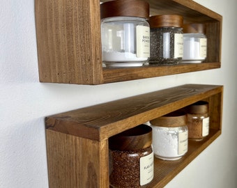 Floating Rectangle Shelf | Bathroom Shelf | Quality Wood Shelf | Kitchen Storage | Minimalist | Mid Century Modern | Toilet Paper Holder