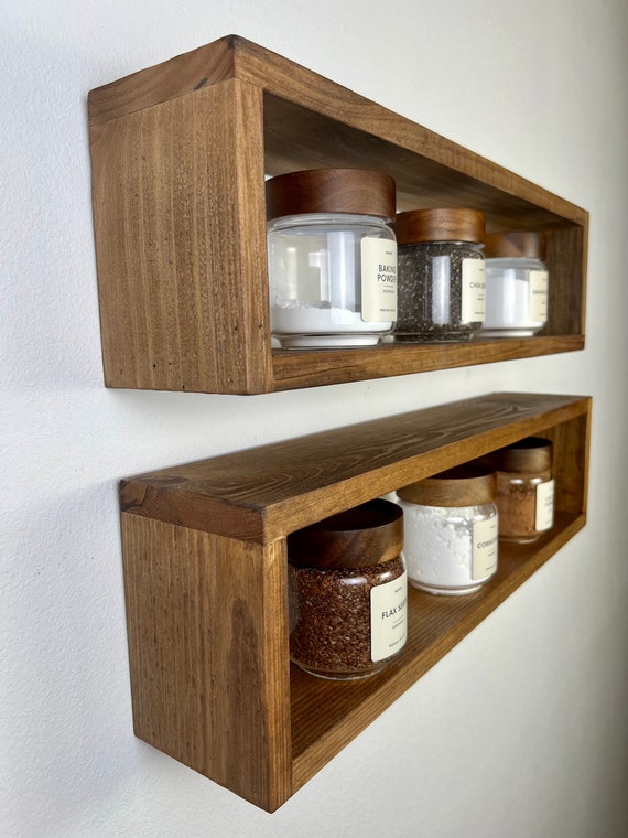 Floating Wood Box Shelf Bathroom Shelf Organizer Wall Decor