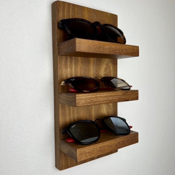 Sunglasses Shelf | Small | Floating Key Holder | Entryway Organization | Eyeglass Rack | Storage | Quality Wooden Hanging Shelf | Minimalist