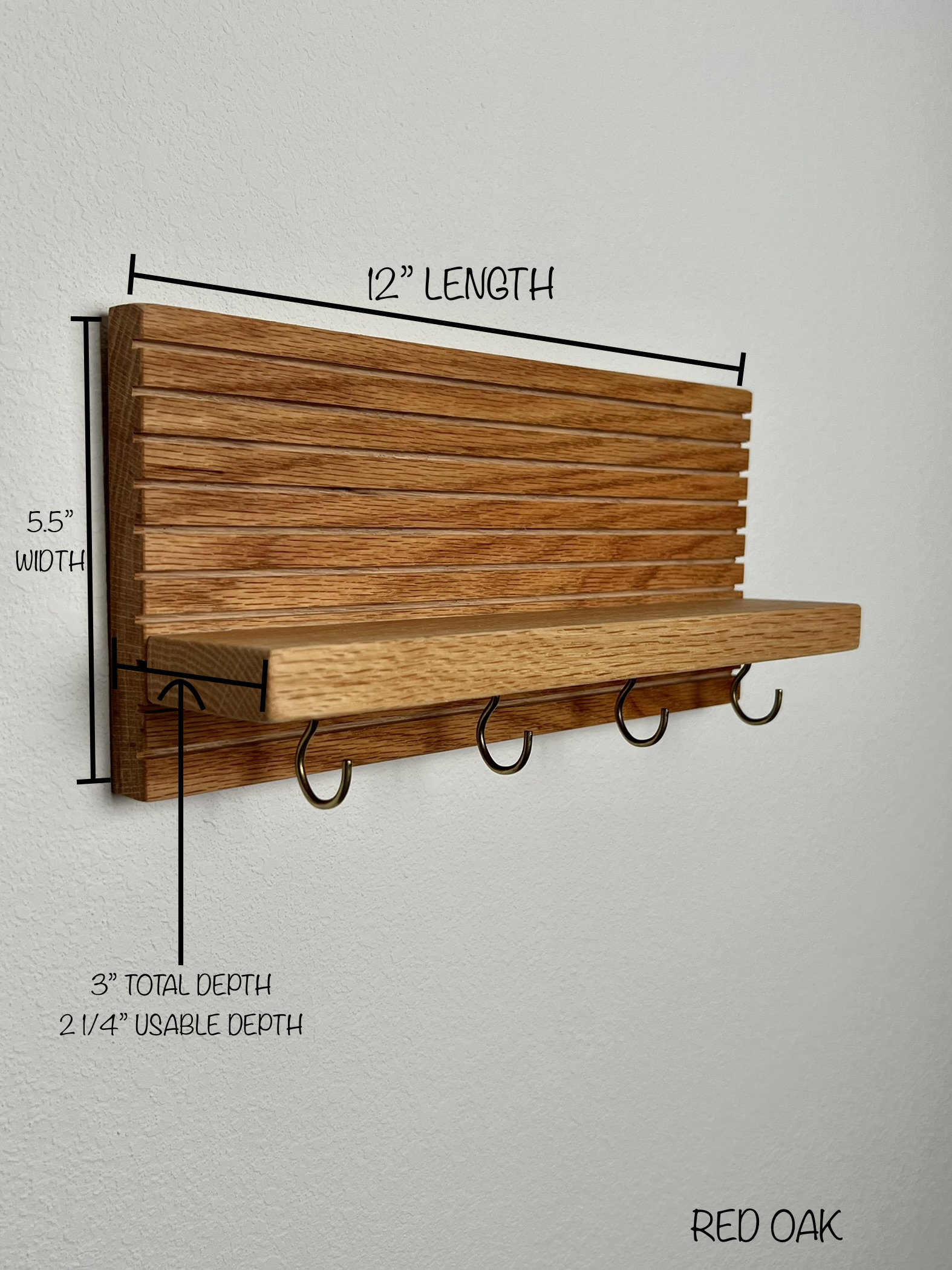 Solid Wood Entryway Organizer | Key Holder | Walnut | Cherry | Oak