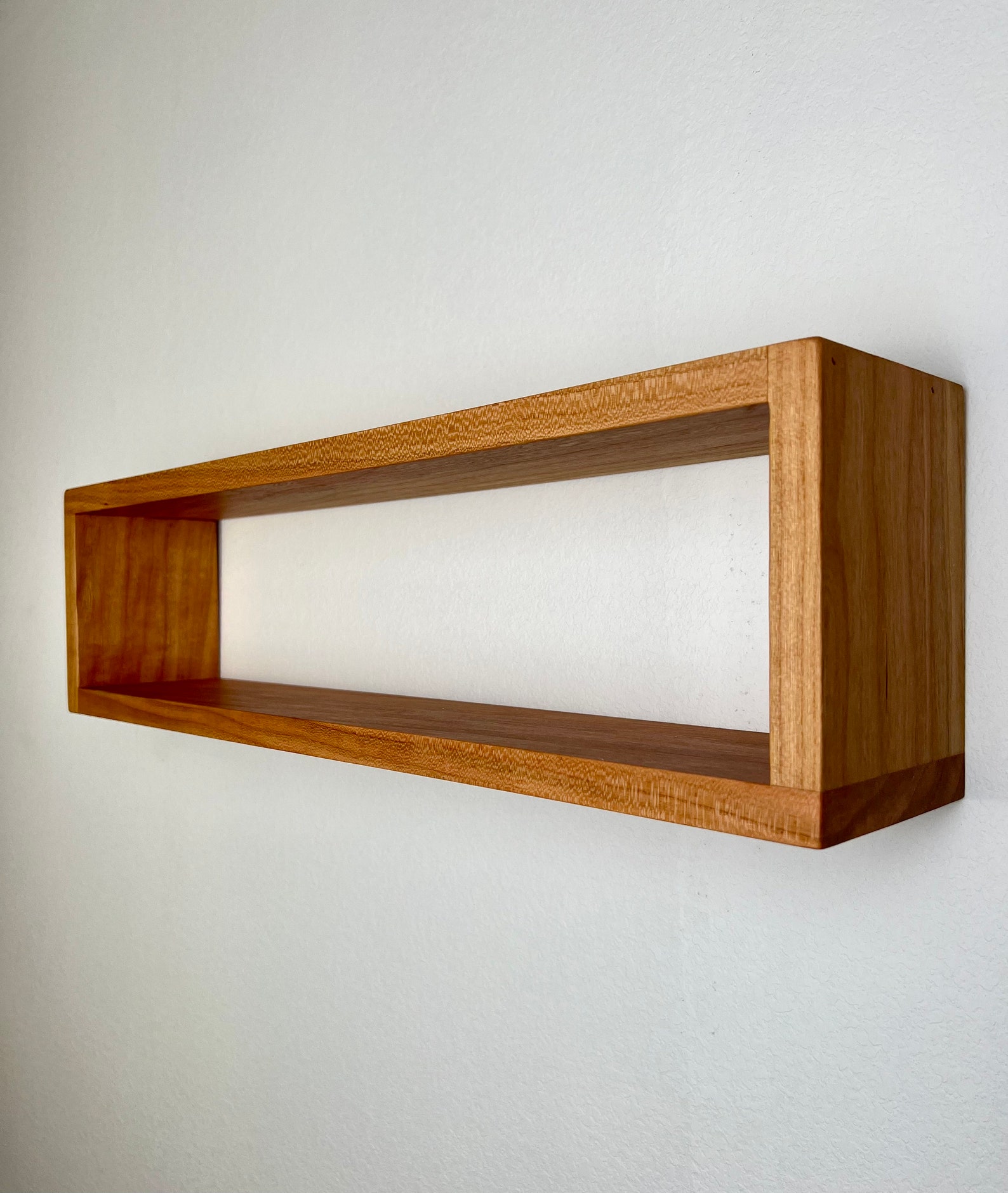 Solid Wood Rectangle Floating Shelf Bathroom Shelf Walnut Etsy