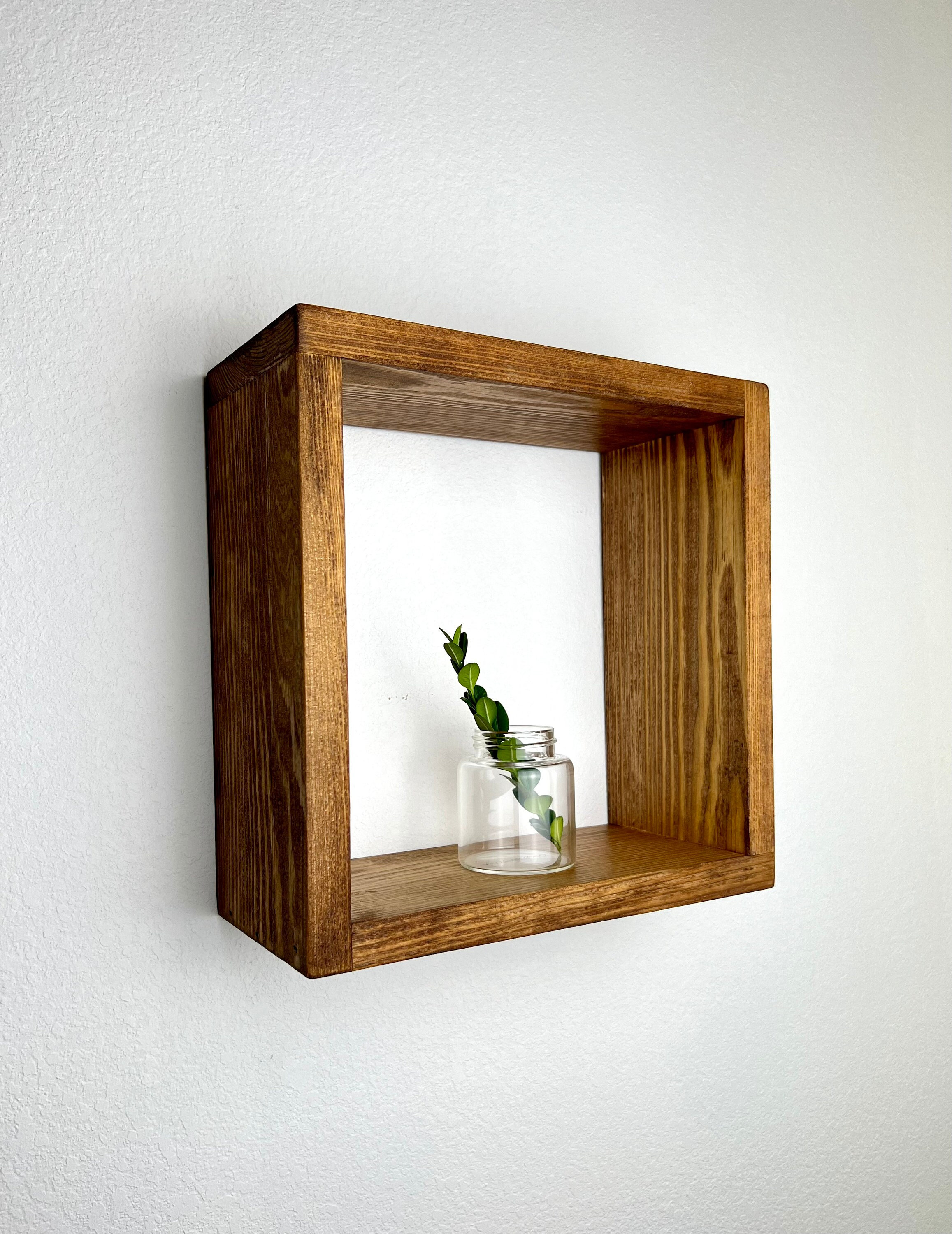 Simple Beautiful Floating Wood Cube Wall Mount Shelf, Floating Box Storage