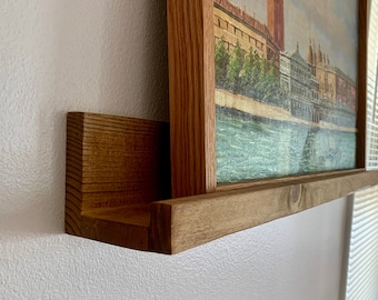 Estante flotante para cuadros: estante de madera para montaje en pared para fotos, arte, impresiones: tamaños y colores personalizables: galería de decoración del hogar