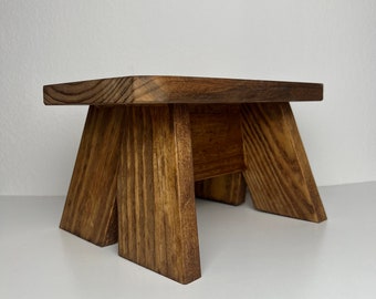 Yesland Taburete de madera, taburete bajo de bambú, pequeño taburete para  plantas, 8.5 x 9.25 pulgadas, taburete redondo de madera para sentarse para