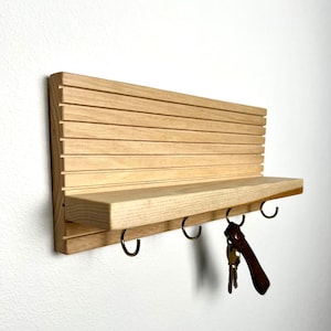 Solid Wood Entryway Organizer | Key Holder | Walnut | Cherry | Oak | Hickory | Maple | Sunglasses Holder | Mid Century Modern | Minimalist