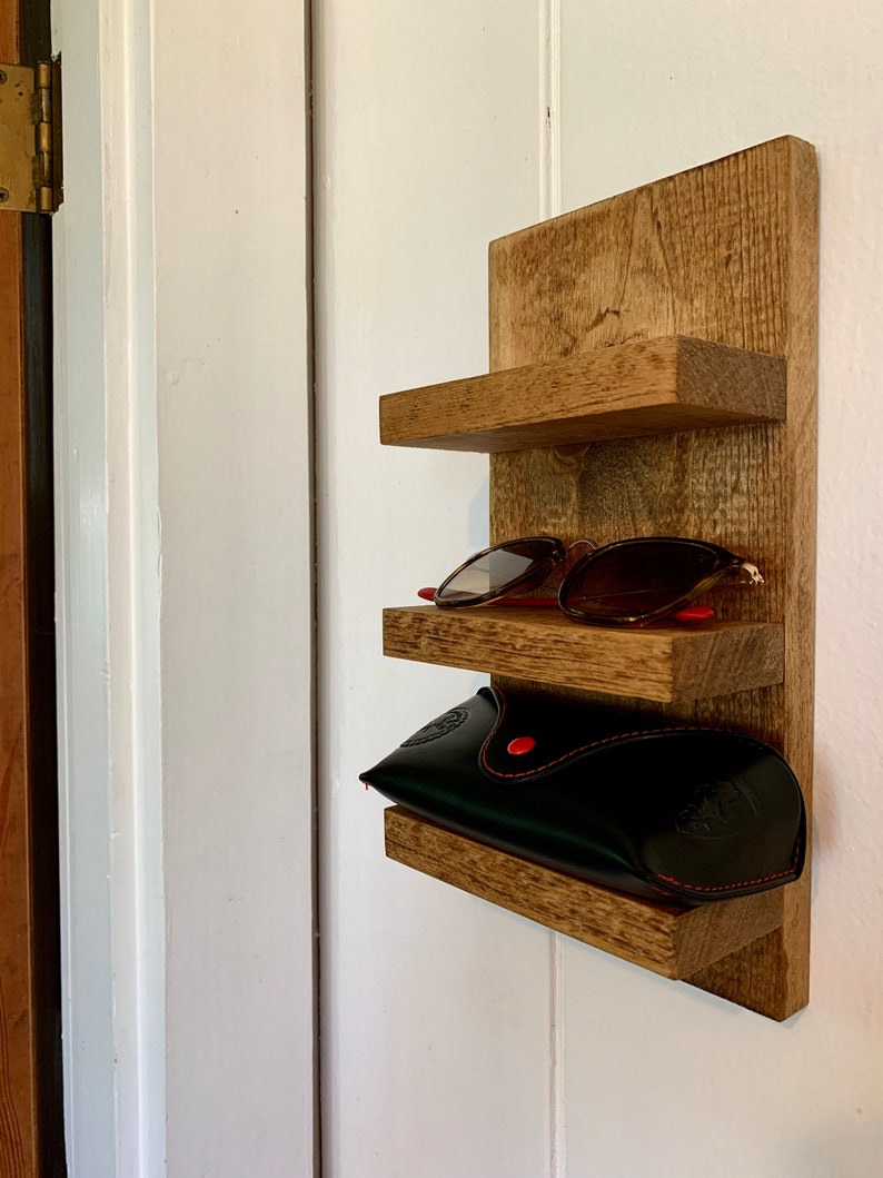 3 Shelf Hanging Wooden Sunglasses Shelf Eyeglass Rack Etsy