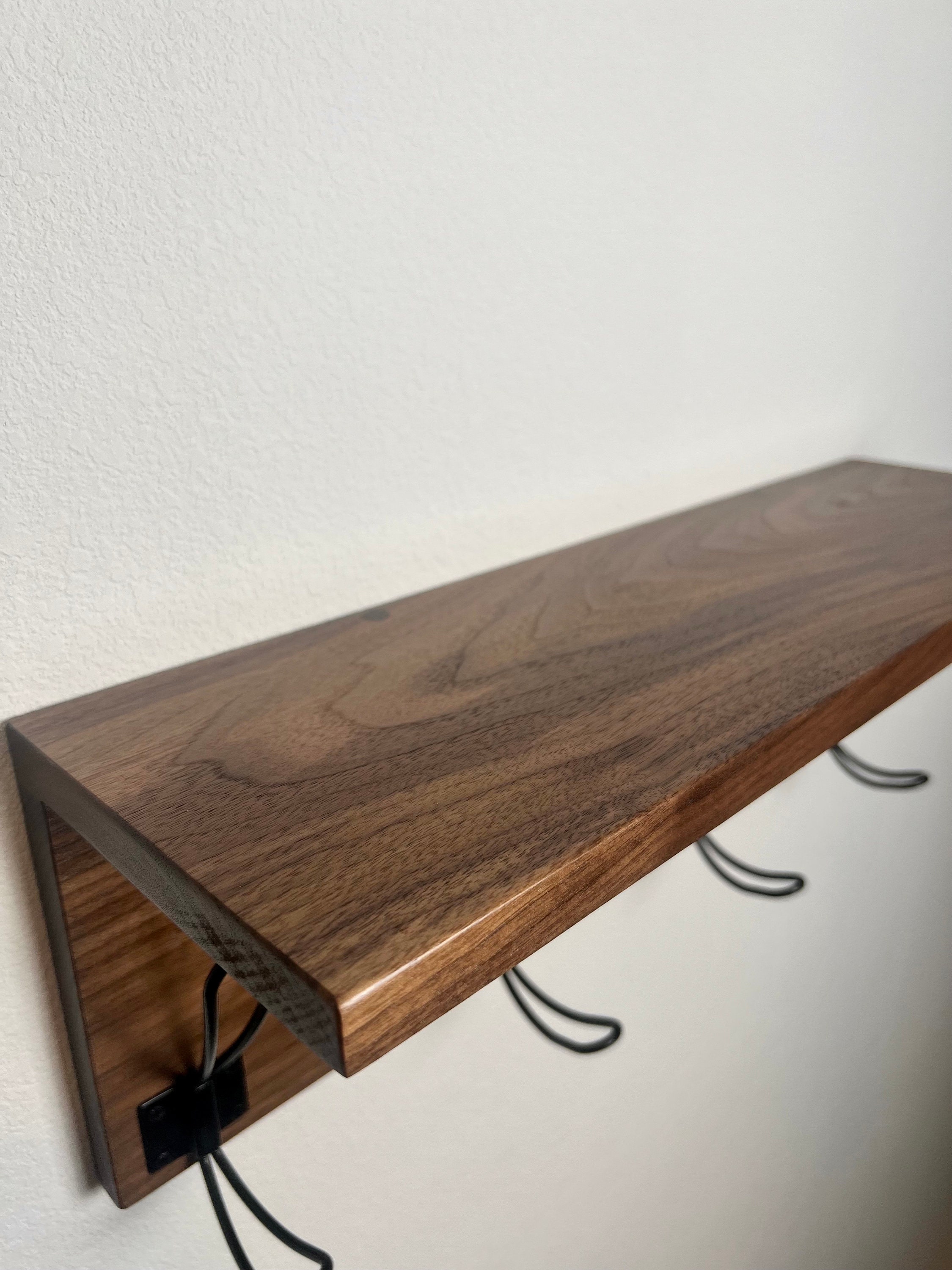 Appendiabiti Da Parete In Legno Di Noce E Alluminio – 43,9 Cm – 4 Ganci Robusti – Per Ingresso, Bagno, Cucina