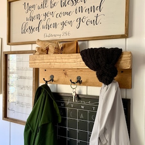 Handmade Coat Rack Wall Mount, Entryway Organizer Shelf, Pine Key Holder, Hat Storage, Modern Minimalist Decor, Custom Sizes