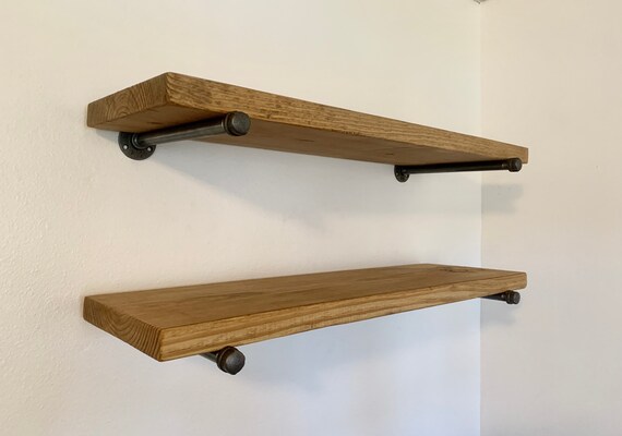 HighDecora Heavy Duty Floating Shelf Support Brackets - Metal T Bracket, Industrial Black, 2 Pack