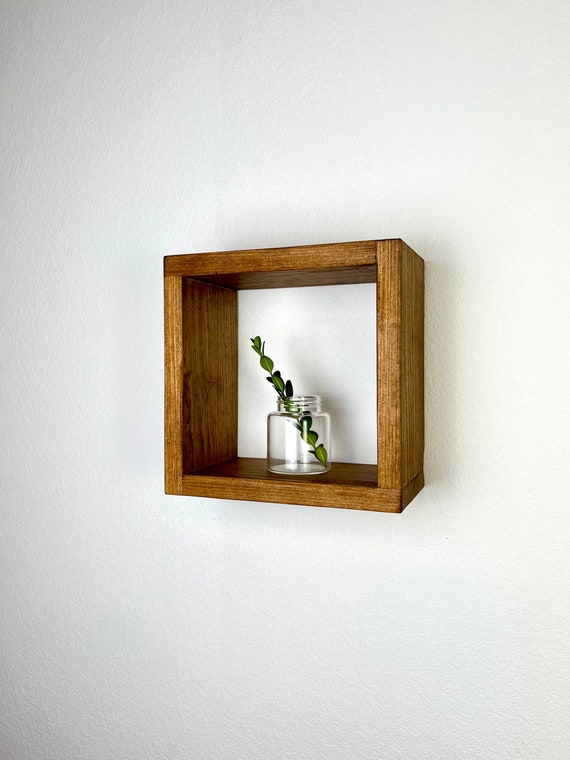 Kaboon Estante flotante de cubo montado en la pared, estantes flotantes de  madera para decoración de pared y almacenamiento, sala de estar