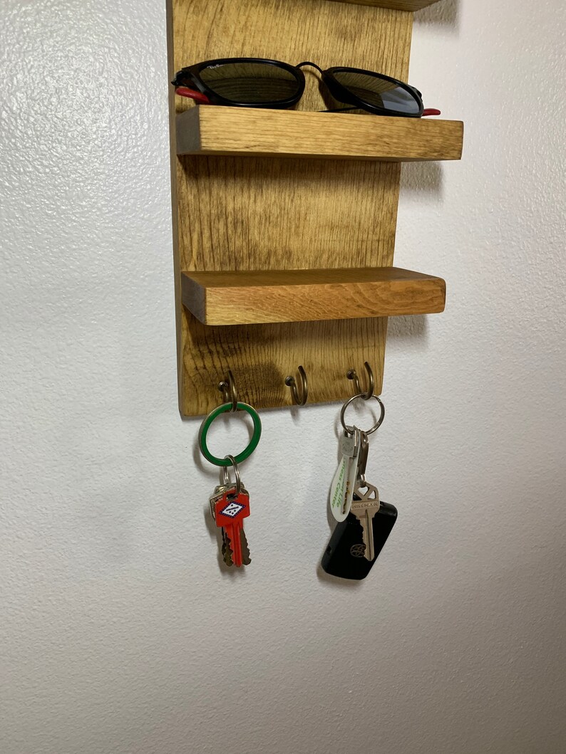 Hanging Wooden Sunglass Shelf With Key Hooks key Holder for Etsy