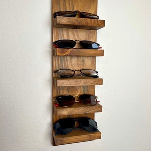 Wooden Sunglasses Shelf | Floating Shelf | Entryway Organization | Eyeglass Rack | Storage | Quality Hanging Shelf | Minimalist