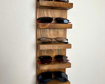 Wooden Sunglasses Shelf | Floating Shelf | Entryway Organization | Eyeglass Rack | Storage | Quality Hanging Shelf | Minimalist