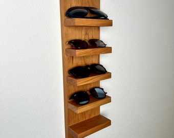 Solid Wood Sunglasses Shelf | Floating Shelf | Entryway Organization | Eyeglass Rack | Storage | Quality Hanging Shelf | Minimalist