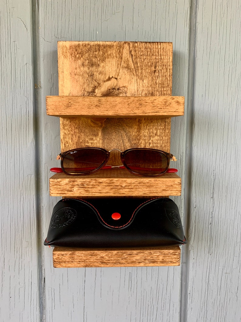 3 Shelf Hanging Wooden Sunglasses Shelf Eyeglass Rack Etsy