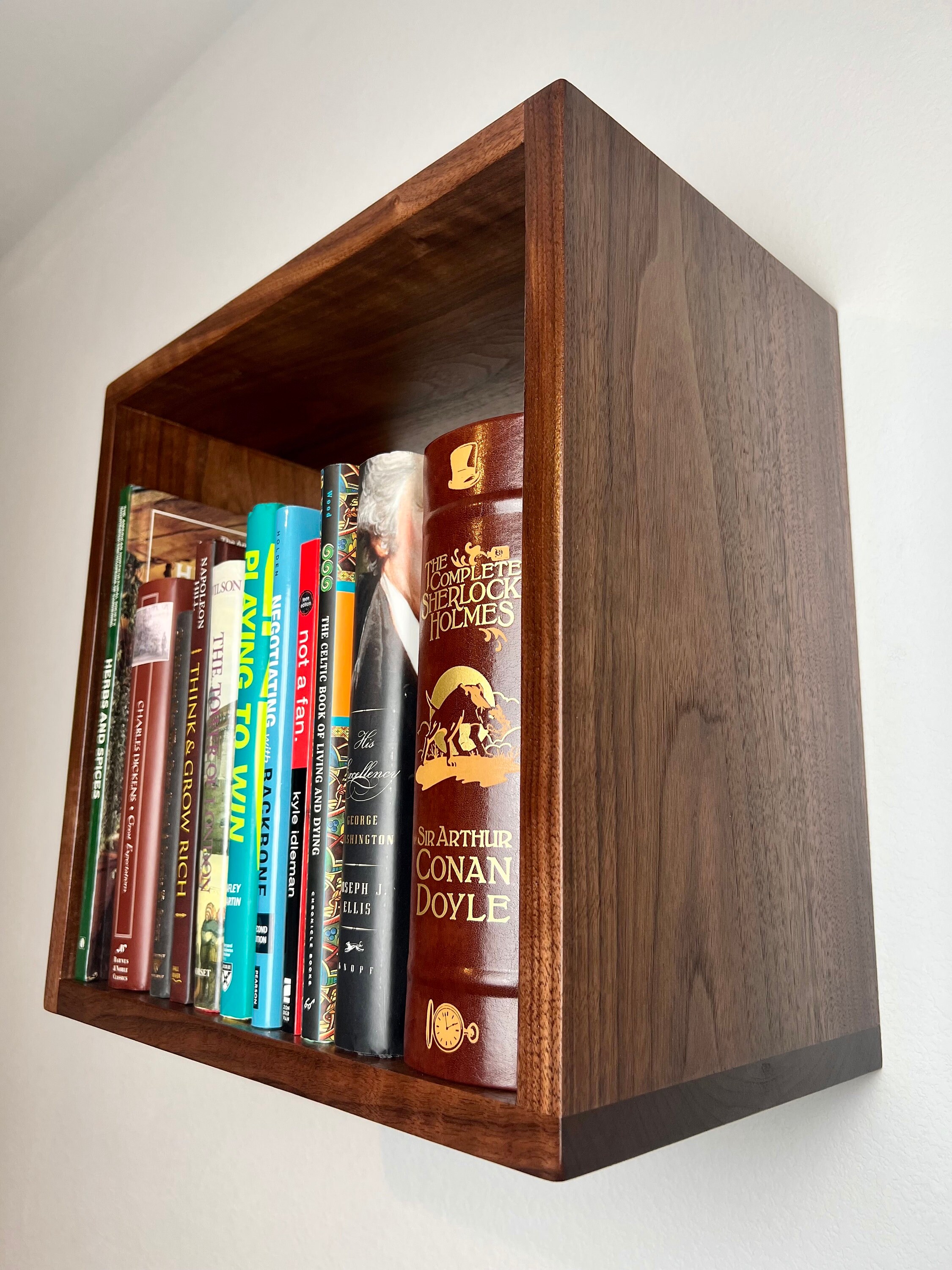 Library Cube Walnut Floating Bookshelf |solid Wood Shelf | Library | Cube ...