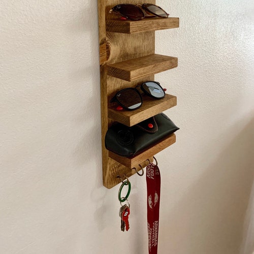 Floating Sunglass Shelf With Key Hooks Etsy