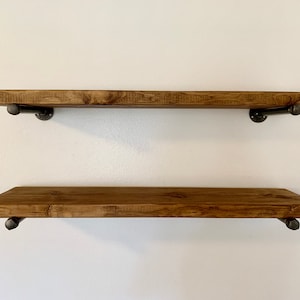 Floating Shelf with Industrial Pipe Brackets, 10 inch width