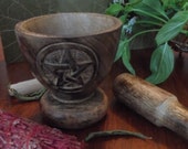 Wooden mortar with Pentagram