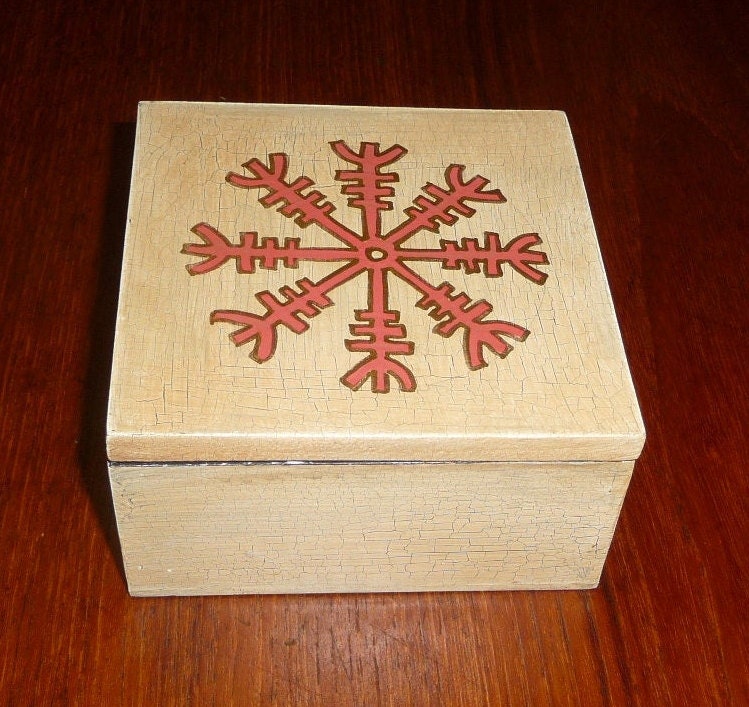Boîte Aegishjalmur. Coffret en Bois Pour Runes, Bijoux, Cristaux, Pierres ...