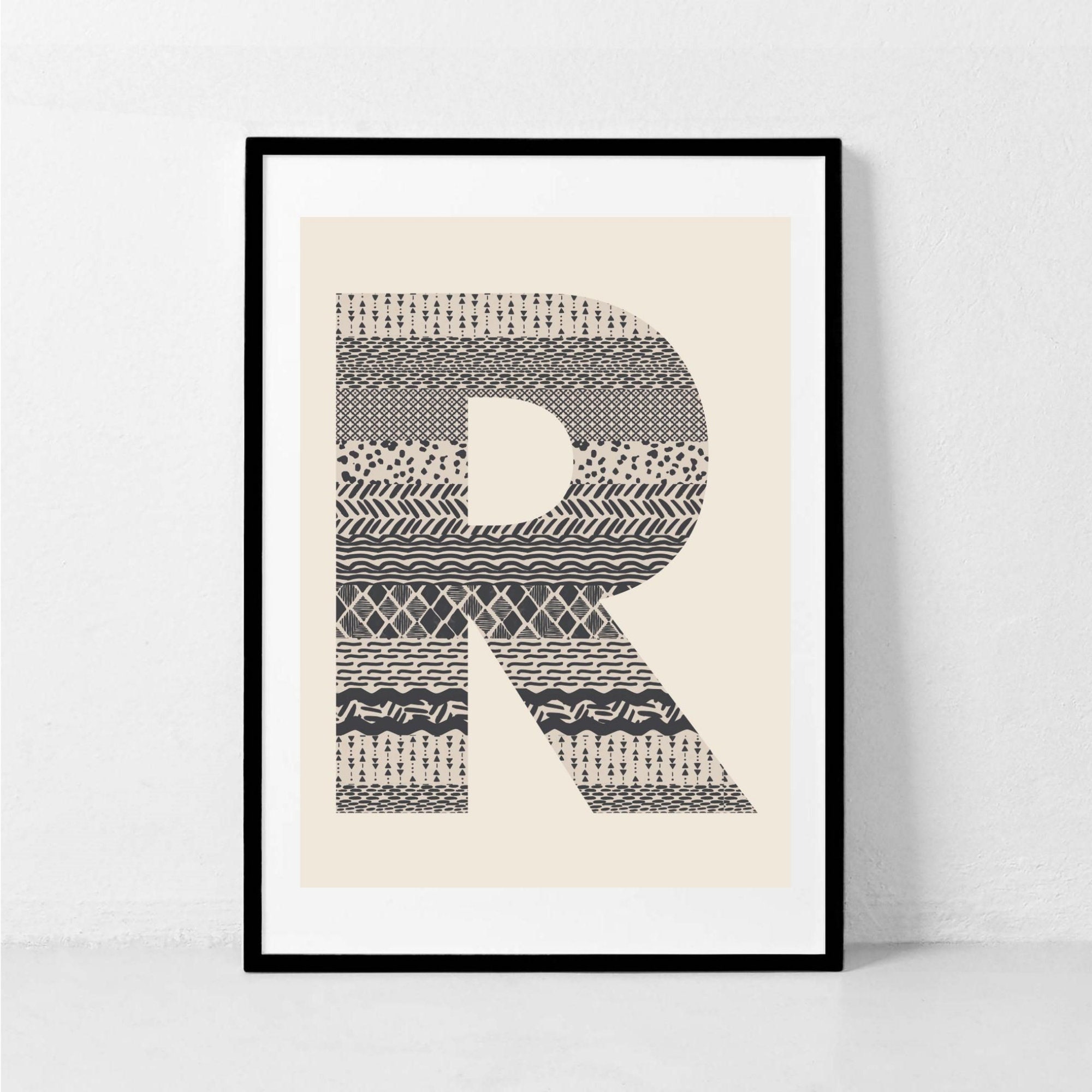 R Letter Bohemian Printable Baby Name Letters Wall Initials | Etsy