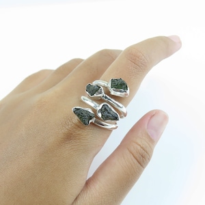 Sterling silver, Moldavite, Gemstone ring