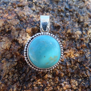 Sterling Silver Pendant, Turquoise Pendant, Healing Stone, Chakra Pendant image 2