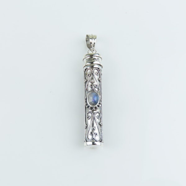 Sterling silver, Perfume botte, Rainbow moonstone, Cremation jewelry