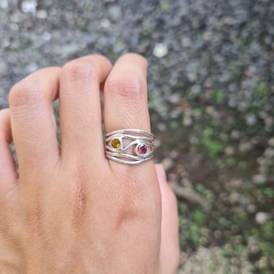 Sterling Silber, Gelb und Rosa, Turmalin Ring