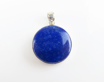 Sterling silver, Lapis lazuli, Round shape, Gemstone pendant