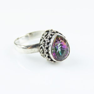 Sterling silver, Mystic Topaz, Pear shape, Gemstone ring