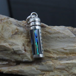 Sterling silver, Abalone shell, Perfume bottle, Cremation pendant