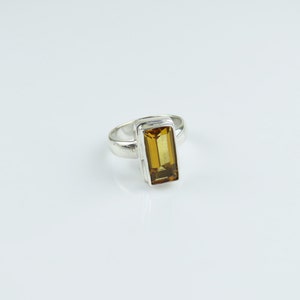 Argent sterling, pierre précieuse Citrine, bague Citrine