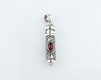 Sterling silver, Amber, Cremation jewelry, Perfume bottle pendant