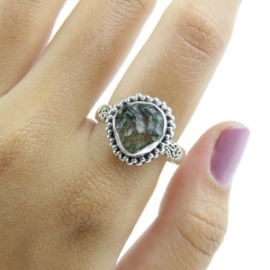 Sterling silver, Natural moldavite, Gemstone ring