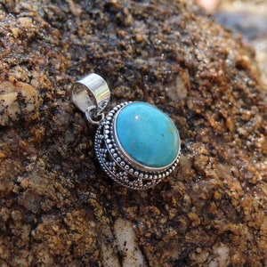 Sterling Silver Pendant, Turquoise Pendant, Healing Stone, Chakra Pendant image 4